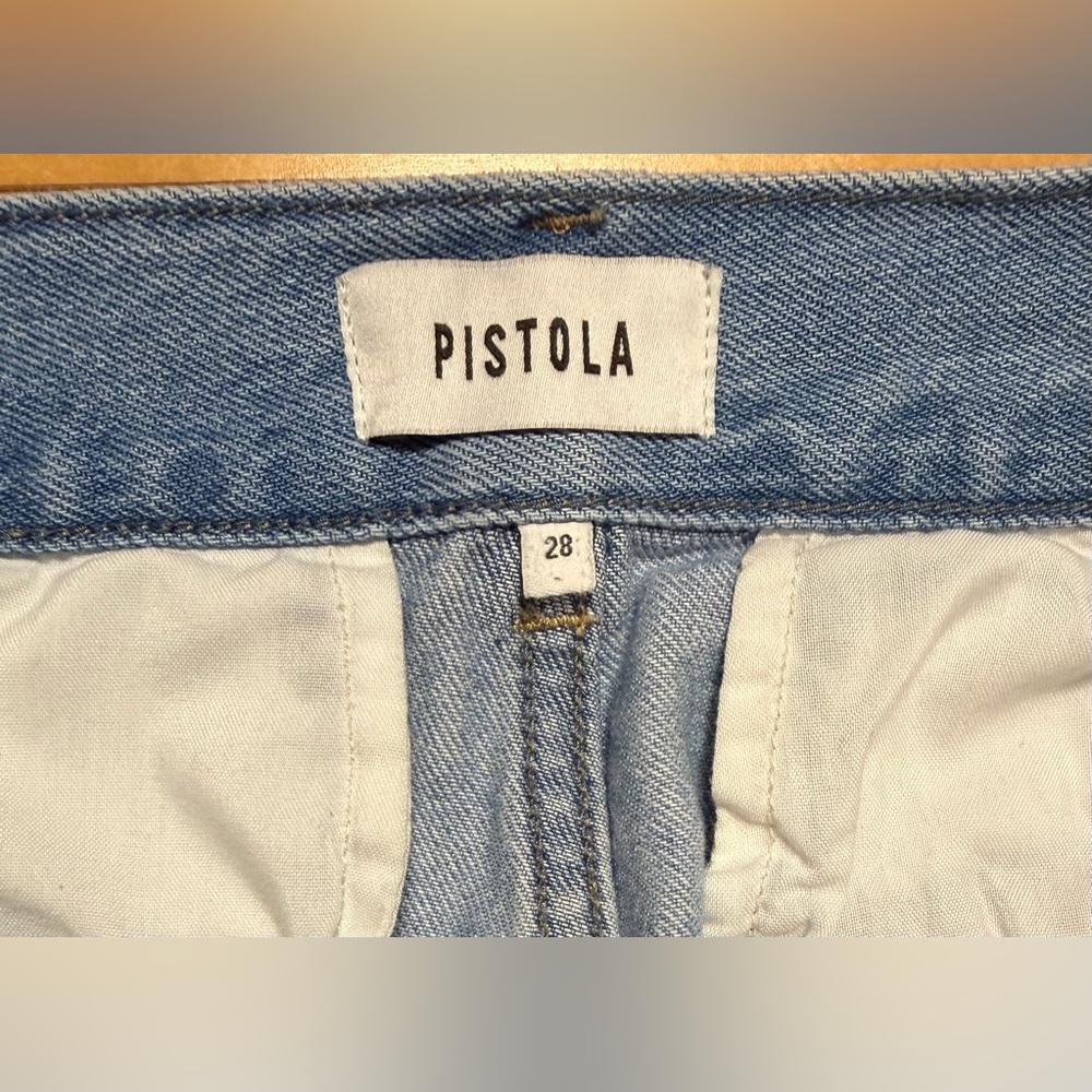 Pistola “Dalia” High Rise Wide Leg Light Blue Denim Jeans - Fly Front - Sz 28 - Picture 14 of 16